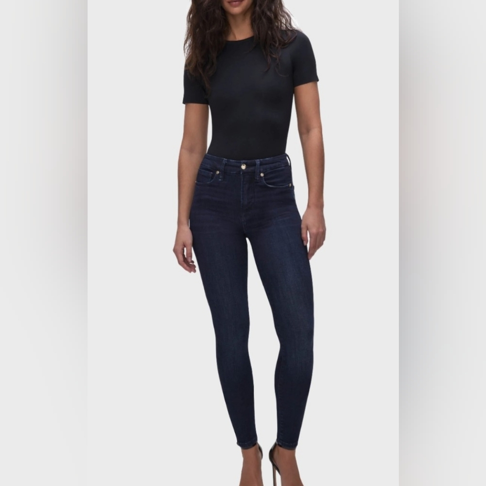 Good American Good Legs Jeans Dark Wash High Rise Skinny Stretch Denim - Picture 2 of 12